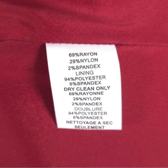 TRINA TURK Mini Dress Peplum Bell Sleeve Maroon Flare Lace 177313 No Size Tag XS - Picture 16 of 16